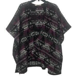 Ellison Western Tribal Aztec Design Blanket Poncho With Pockets Size Medium